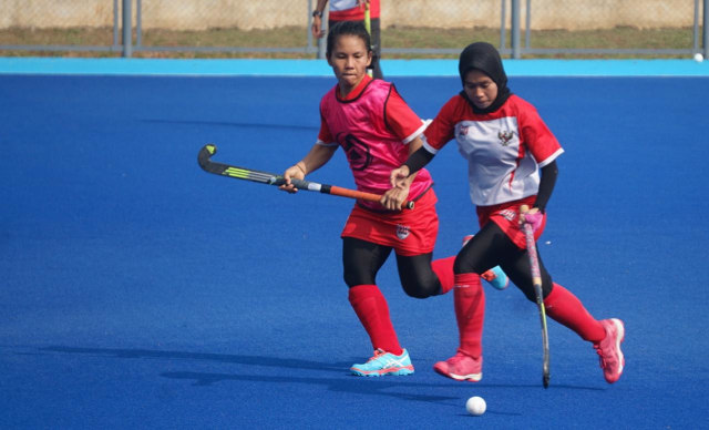 Latihan Tim Nasional Hoki Putri. Foto: Iqbal Firdaus/kumparan