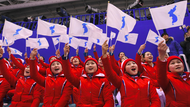 Bendera Unifikasi Korea. (Foto: Jung Yeon-je / AFP)