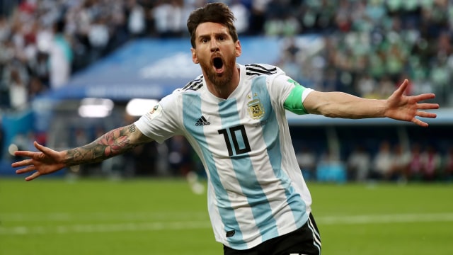 Selebrasi Messi merayakan gol. (Foto: REUTERS/Sergio Perez)