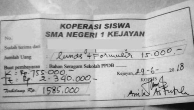 Biaya Masuk SMA dan SMK di Kabupaten Pasuruan Dikeluhkan Wali Murid (1)