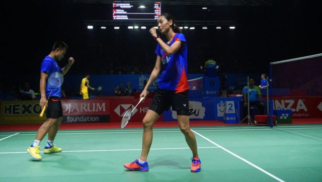 Pebulu tangkis Indonesia Hafiz Faizal dan Gloria Emanuelle Widjaja pada Turnamen Bulu Tangkis Blibli Indonesian Open 2018 di Istora Senayan. (Foto:  Irfan Adi Saputra/kumparan)