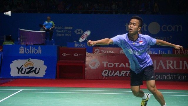 Pebulu tangkis Indonesia Anthony Sinisuka Ginting di Blibli Indonesian Open 2018 di Istora Senayan, Jakarta. (Foto: Irfan Adi Saputra/kumparan)