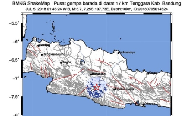 Gempa Magnitudo 3 7 Terjadi Di Perbatasan Bandung Barat Garut Kumparan Com