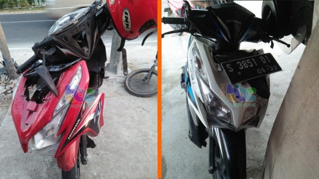 Terjatuh Saat Mendahului Mobil, Dua Motor Vario di Balen Bojonegoro Bertabrakan