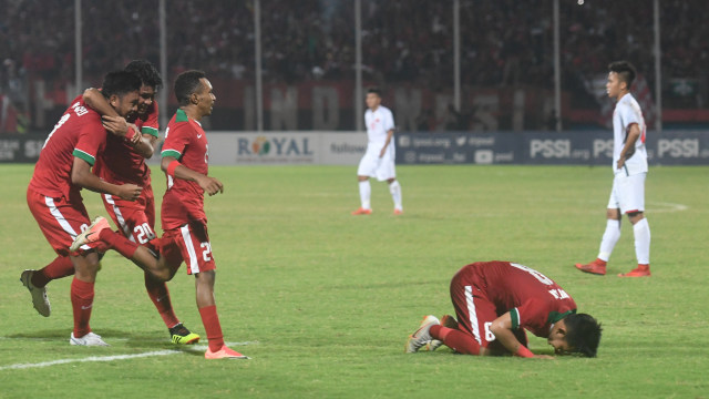 Selebrasi gol Timnas U-19. (Foto: ANTARA FOTO/Zabur Karuru)