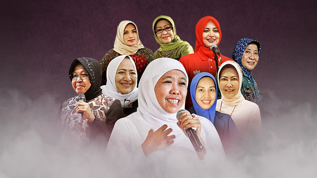 Para kepala daerah perempuan di Jawa Timur. (Foto: kumparan, Antara Foto, Kab. Jember, NasDem Jatim.)