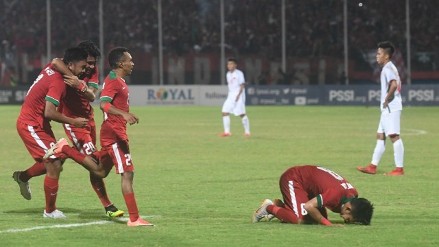 Selebrasi Pemain Timnas Indonesia U-19 (Foto: Antara/Zabur Karuru)