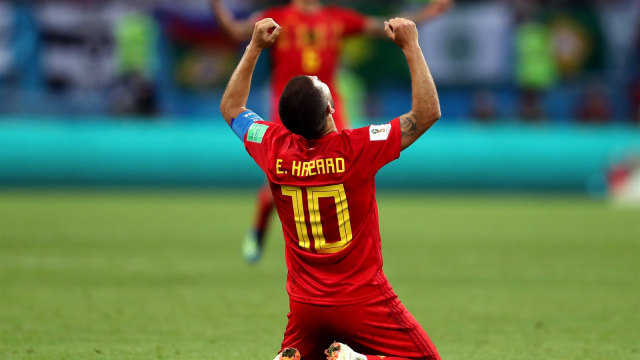 Eden Hazard di perempat final Piala Dunia 2018. (Foto: Catherine Ivill/Getty Images)