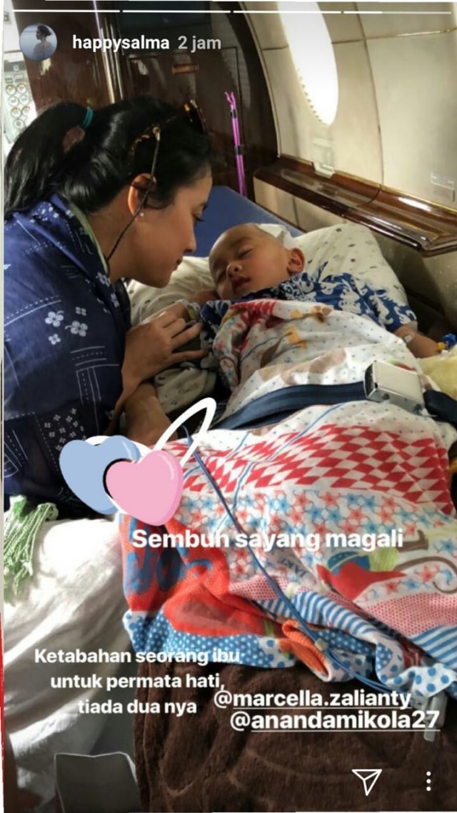 Anak Marcella Zalianty Sakit Tumor Otak (Foto: Instagram Story @happysalma)
