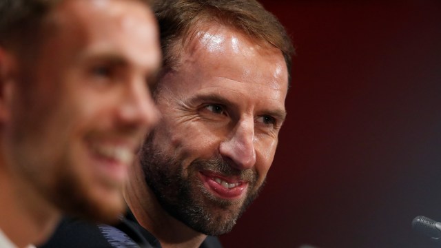 Southgate dalam sebuah konferensi pers. (Foto: REUTERS/Maxim Shemetov)