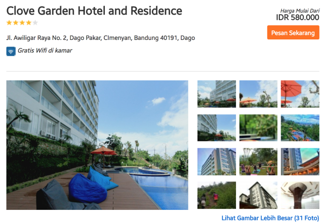 Clove Garden Hotel Bandung Harga