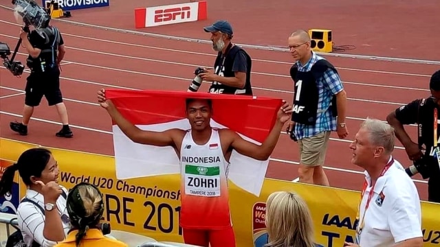 Lalu M Zohri, pemuda Indonesia menjadi juara dunia lari 100 M untuk U-20. (Foto: Dok. Kemenpora)