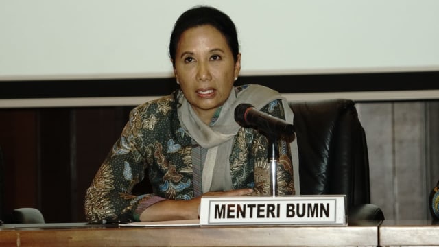 Menteri BUMN Rini Sumarno, saat konferesi pers terkait penandatangan pokok-pokok kesepakatan divestasi saham PT. Freeport Indonesia. (Foto: Helmi/kumparan)