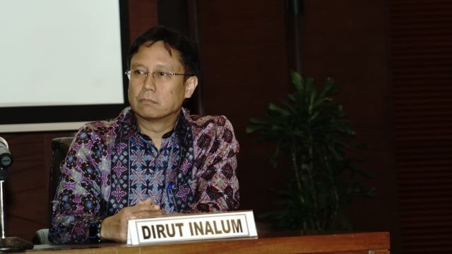 Dirut Inalum Budi Gunadi Sadikin, saat konferesi pers terkait penandatangan pokok-pokok kesepakatan divestasi saham PT. Freeport Indonesia. (Foto: Helmi/kumparan)