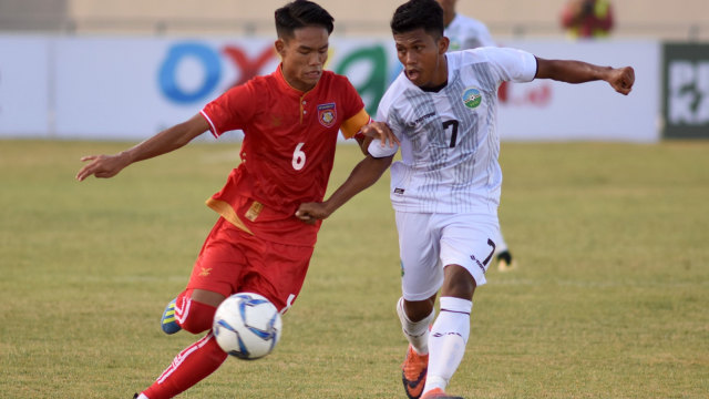 Timnas Myanmar di Piala AFF U-19 2018. (Foto: M. Risyal Hidayat/Antara)