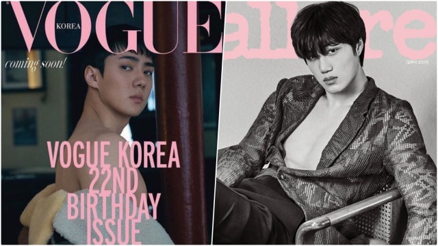Sehun dan Kai untuk Vogue dan Allure Korea. (Foto: Vogue Korea/ Allure Korea)