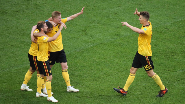 Perayaan gol kedua Belgia. (Foto: REUTERS/Anton Vaganov)