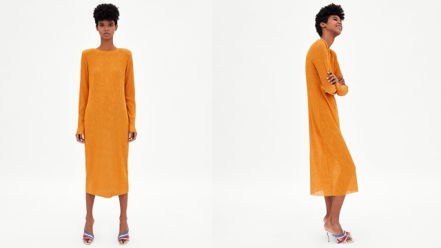 Midi Dress Warna Kuning (Foto: Zara)