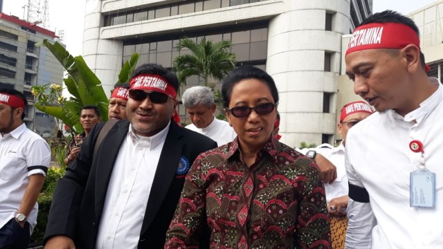 Menteri Rini temui pendemo Aksi Bela Pertamina (Foto: Ema Fitriyani/kumparan)