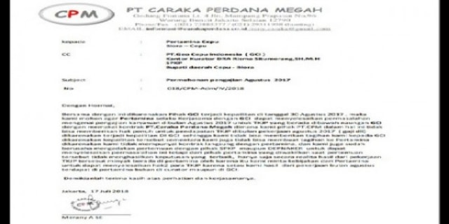 Pertamina EP Tolak Permohonan Eks Vendor GCI