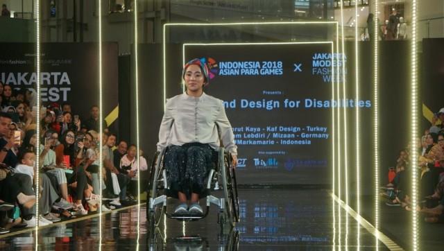 Penyandang difabel di JMFW 2018. (Foto: Nugroho Sejati/kumparan)