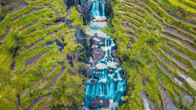 Suasana air terjun Kedung Kandang di kawasan Gunungkidul, Yogyakarta. (Foto: Instagram @voilajogja)