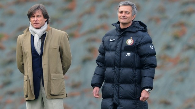 Lele Oriali bersama Jose Mourinho di Inter. (Foto: AFP/Giuseppe Cacace)