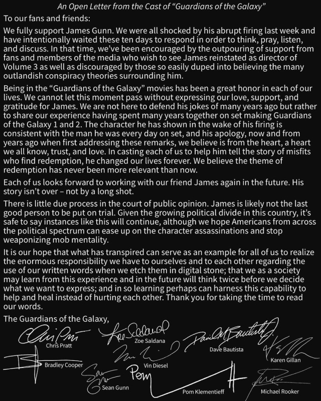 Surat terbuka untuk James Gunn, pria yang menyutradarai 'Guardians of the Galaxy' (Foto: Instagram @prattprattpratt)