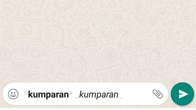 Huruf tebal dan miring di WhatsApp. (Foto: Screenshots WhatsApp)