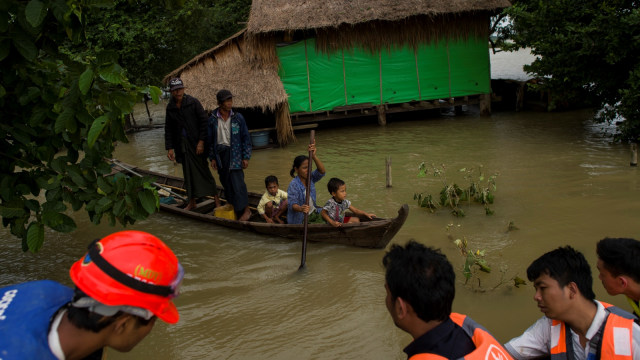 Banjir besar di Myanmar. (Foto: AFP/Ye Aung THU )