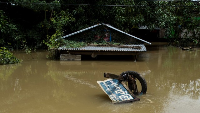 Banjir besar di Myanmar. (Foto: AFP/Ye Aung THU )