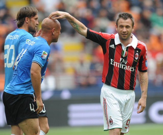 Antonio Cassano di laga AC Milan vs Novara. (Foto: ALBERTO LINGRIA / AFP)