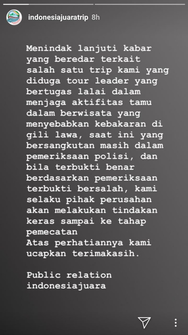 Pernyataan Indonesia Juara @Indonesiajuaratrip (Foto: Instagram/@indonesiajuaratrip)
