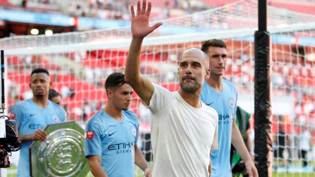 Guardiola memimpin Manchester City juarai Community Shield 2018. (Foto:  Reuters/Craig Brough)