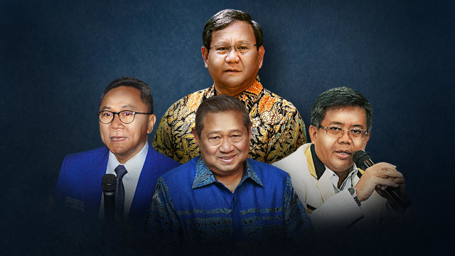 Prabowo Subianto dan rekan-rekan koalisinya--Zulkifli Hasan, SBY, serta Sohibul Iman. (Foto: kumparan, ANTARA)