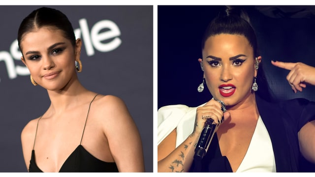 Penyanyi Selena Gomez (kiri) dan Penyanyi AS Demi Lovato. (Foto: AFP/  Valerie Macon dan Miguel Riopa)