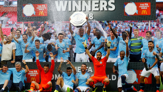 City merayakan gelar juara Premier League. (Foto: REUTERS/Phil Noble)