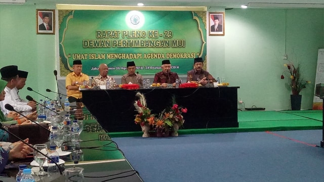 Wakil Presiden Jusuf Kalla di Rapat Pleno Dewan Pertimbangan MUI, Senin (6/8). (Foto: Nadia Riso/kumparan)