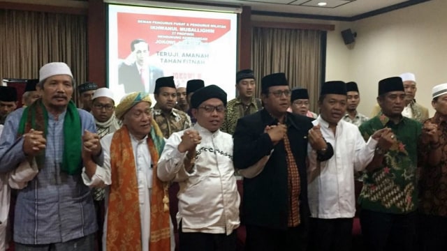 Deklarasi dukungan Ikhawanul Muballighin pada Jokowi dan Airlangga Hartanto, Selasa (7/8). (Foto: Rafyq Panjaitan/kumparan)