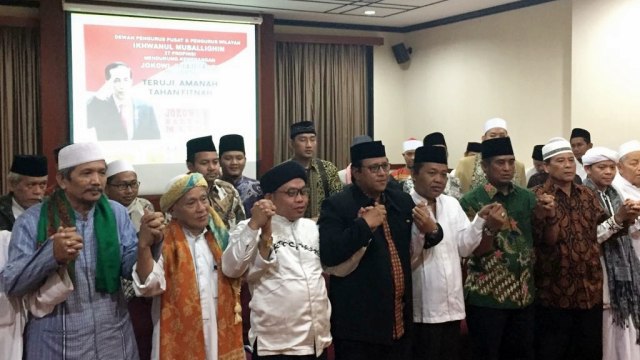 Deklarasi dukungan Ikhawanul Muballighin pada Jokowi dan Airlangga Hartanto, Selasa (7/8). (Foto: Rafyq Panjaitan/kumparan)