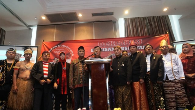 Deklarasi Barisan Nusantara mendukung Jokowi-Moeldoko sebagai capres/cawapres 2019 di Hotel Royal Kuningan, Jakarta, Rabu (8/8). (Foto: Nugroho Sejati/kumparan)