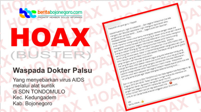 HOAX: Isu Dokter Palsu Sebarkan Virus AIDS di SDN Tondomulo Kedungadem Bojonegoro
