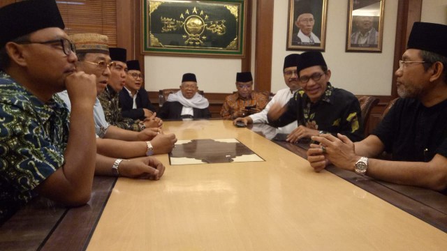 Cak Imin, Maruf Amin dan Said Aqil saat melakukan pertemuan terkait pengumuman cawapres Jokowi (Foto: Adhim Mugni/kumparan)
