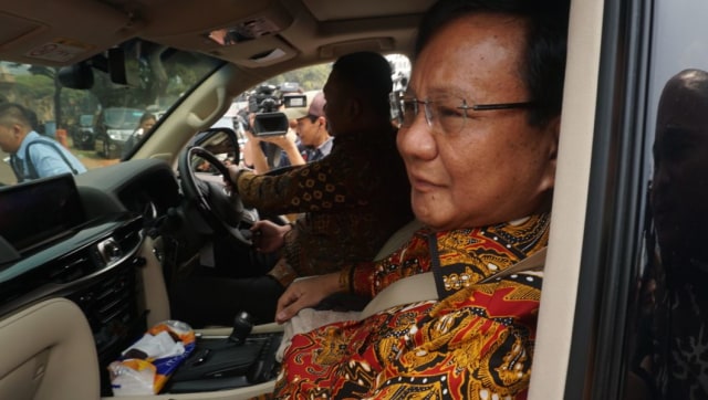Ketua Umum Gerindra, Prabowo Subianto usai menemui SBY di Jakarta, Kamis (9/8/2018). (Foto: Nugroho Sejati/kumparan)
