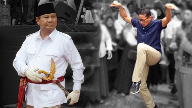 Prabowo Subianto dan Sandiaga Uno (Foto: AFP dan kumparan)