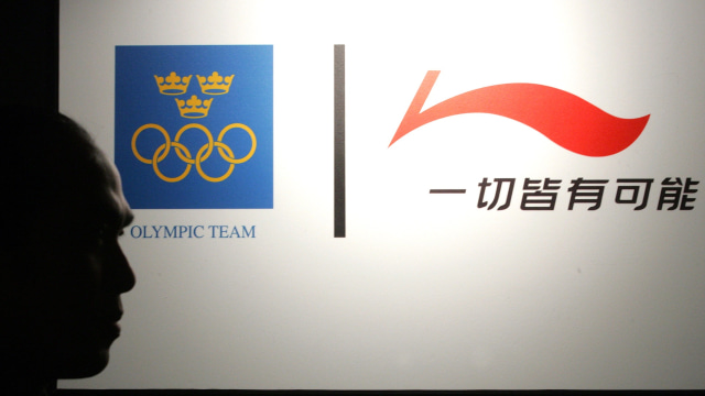 Logo Li-Ning, perusahaan perlengkapan olahraga asal China. (Foto: STR/AFP)