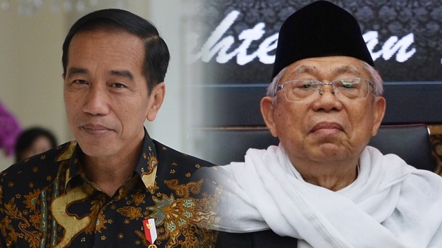 Joko Widodo dan KH Ma'ruf Amin. (Foto: Antara dan kumparan)