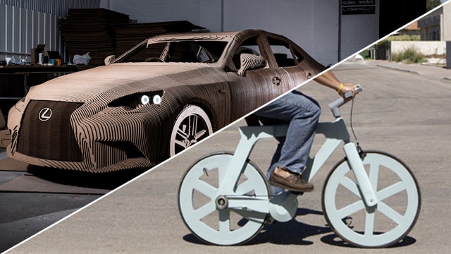 Mobil dan sepeda dari kardus. (Foto: Berbagai Sumber)