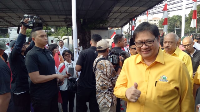 Ketua Umum Partai Golkar Airlangga Hartarto di Gedung Joang 45, Jumat (10/8/18). (Foto: Aprilandika Hendra/kumparan)