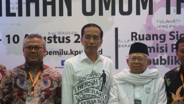 Suasana pendaftaran Jokowi dan Ma'ruf Amin sebagai capres-cawapres 2019 di kantor KPU, Jakarta, Jumat (10/8/2018). (Foto: Nugroho Sejati/kumparan)